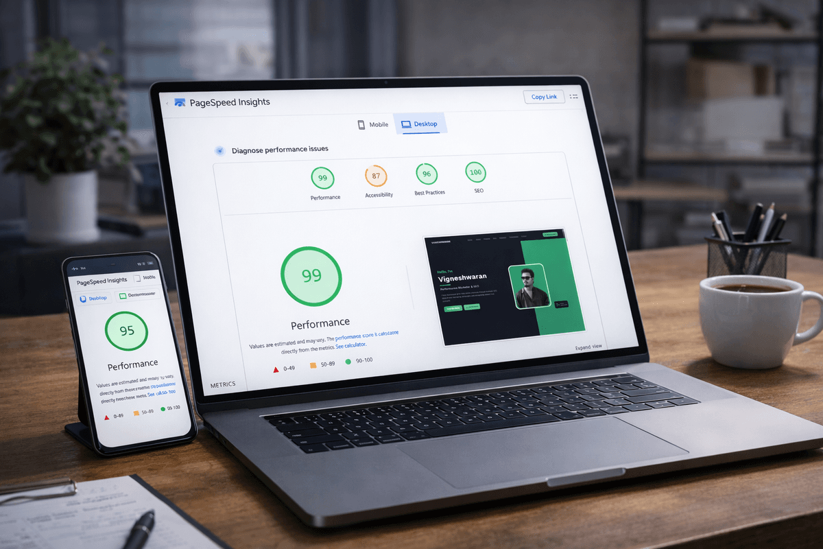 Developer Portfolio – 92+ Lighthouse SEO Score